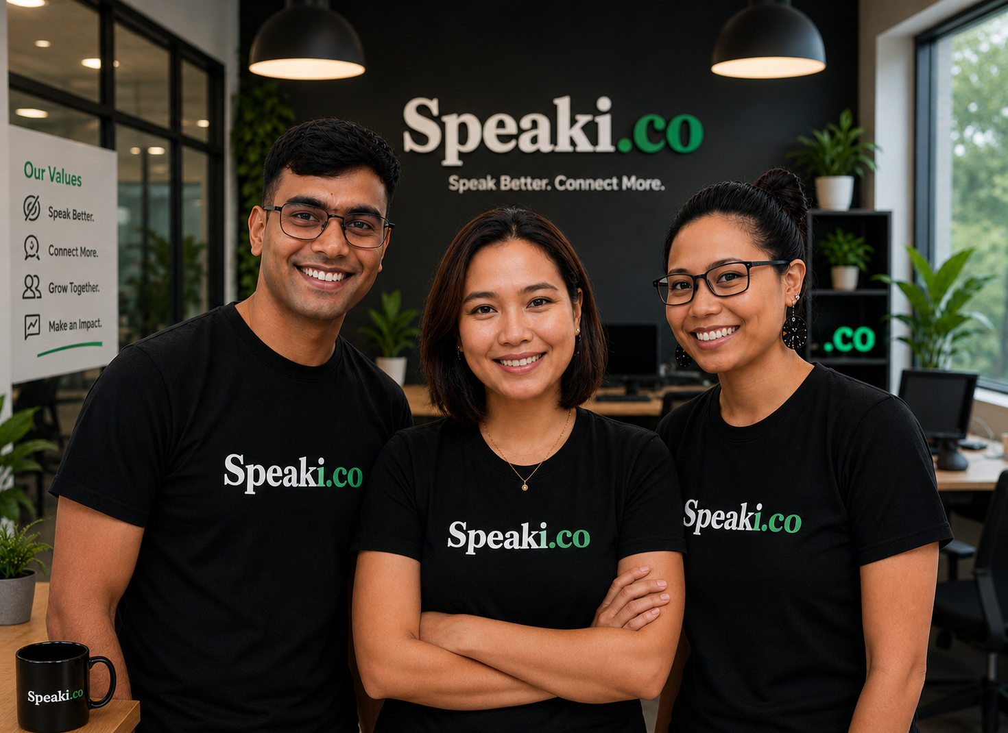 Priyam, Rochelle and Kathy — the Speaki team