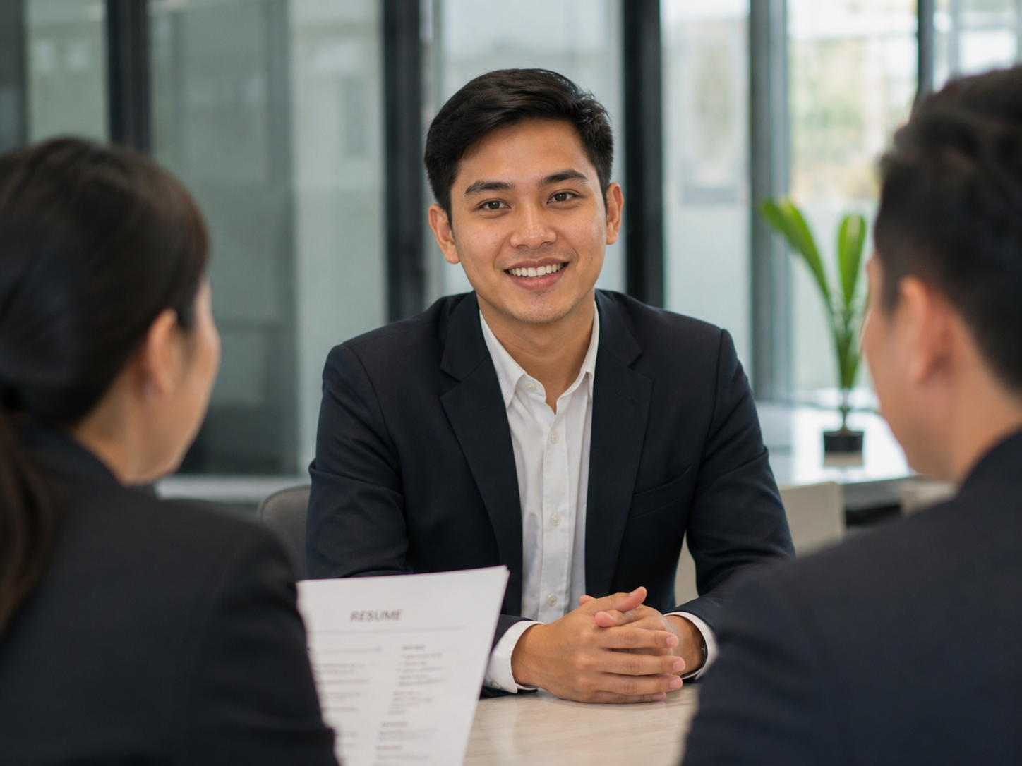 Filipino job seeker at an interview